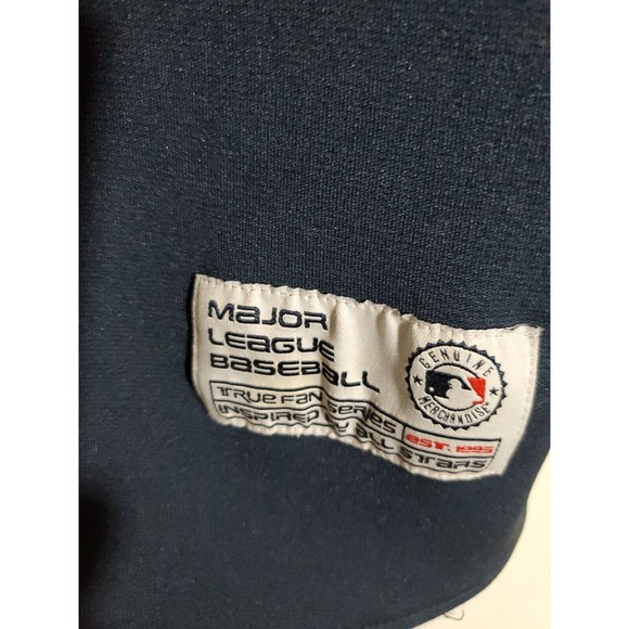 Indians Major League Baseball Short Sleeve Button Down Navy Red Jersey L (42-44) - Picture 6 of 8